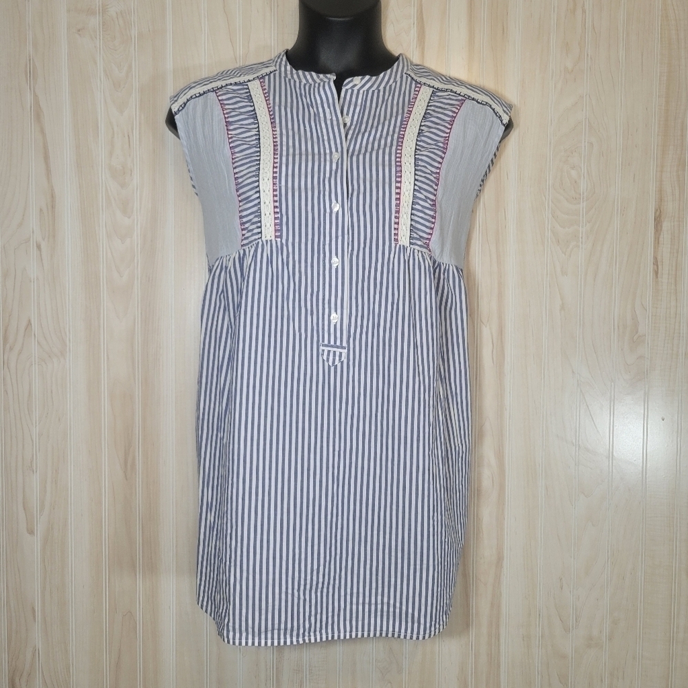 Lane Bryant Blue and White Sleeveless Tunic - Picture 1 of 5